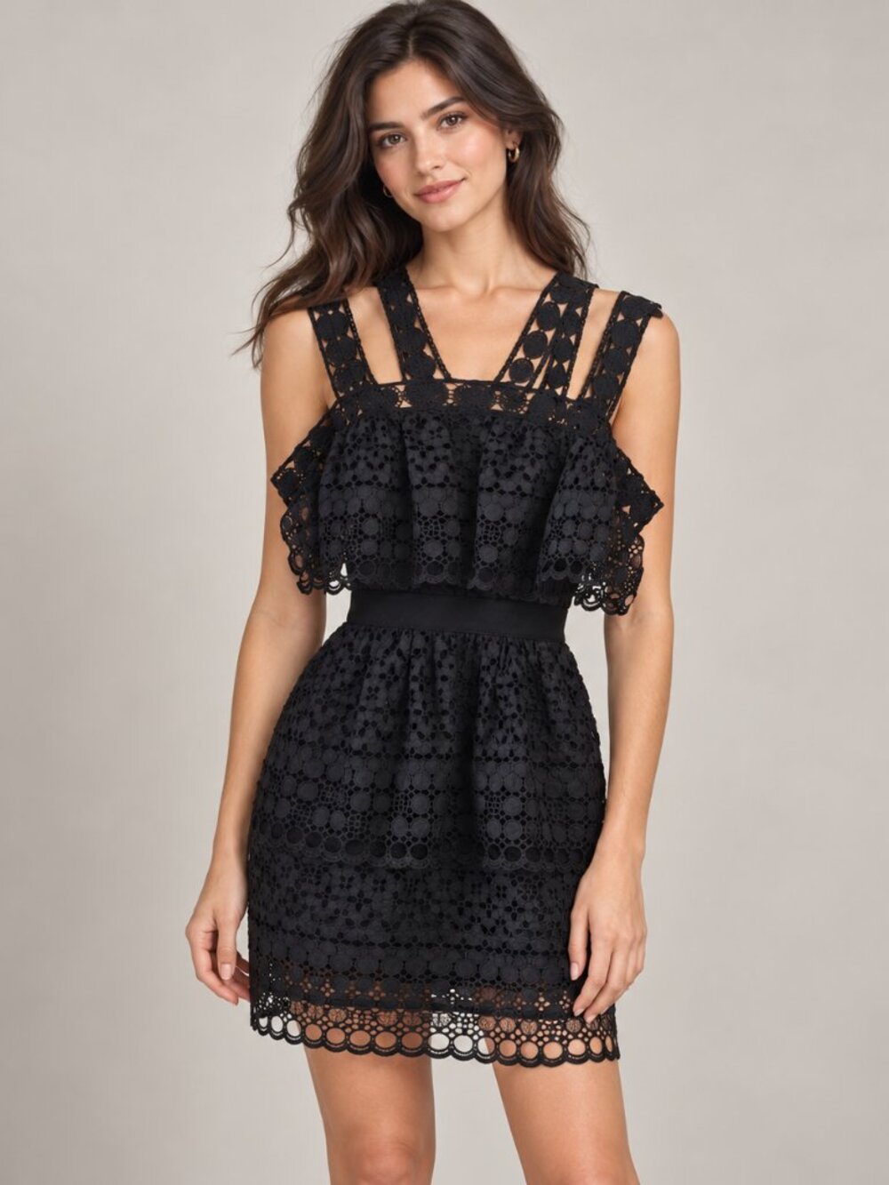 Self-Portrait Navy Eyelet Lace Mini Dress